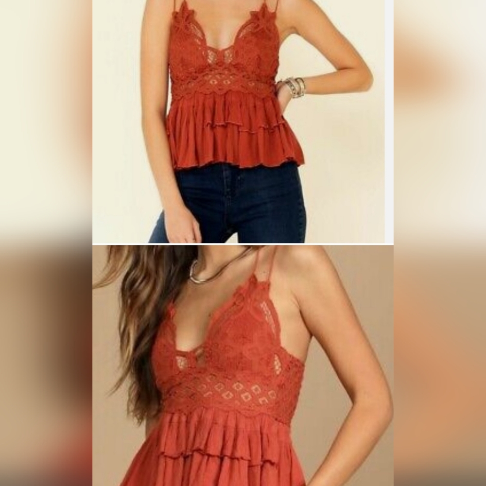 Free People Adella Cami  NWT. Rust/Pumpkin Spice color.